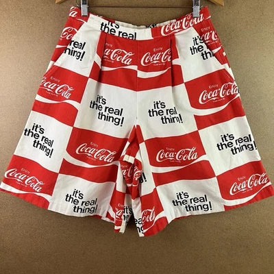 Pantalones Cortos de Colección Años 60 70 Coca-Cola Coca-Cola The Real Thing Logo AOP Sueltos Boho Foto 1 de 4