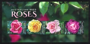 AUSTRALIA 2022 AUSTRALIANO - HOJA DE RECUERDO DE ROSAS CRIADAS DE 4 SELLOS EN... - Imagen 1 de 4
