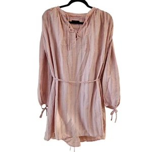 J. Crew Striped Pink Mini Shirt Dress Cotton Poplin Tunic Cottagecore Women's S- - Picture 1 of 8