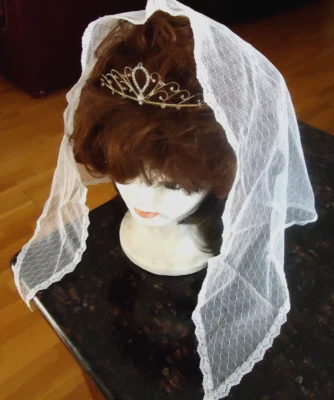 Mantilla de encaje blanco iglesia capilla velo bufanda mujer cubierta para la cabeza Foto 1 de 4