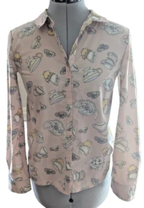 Victoria Beckham for Target Pink Teacup Print Button-up Shirt/Blouse Sz XL - Picture 1 of 7