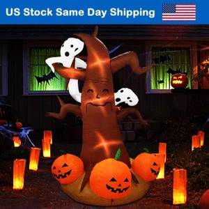 Halloween Pumpkin Inflatable Dead Tree w/ Light Ghost Air Blown Yard Party Decor - Picture 1 of 9