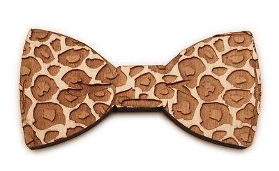 New Good Wood NYC New York Natural Wooden Leopard Magnetic Bow Tie - Image 1 of 3