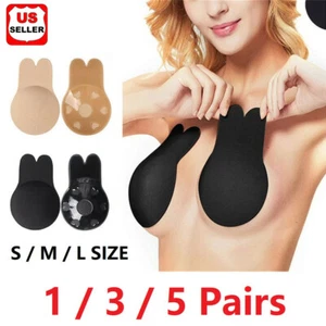 Silicone Bra Self Adhesive Push Up Strapless Invisible Pasties Cover Breast Lift - Picture 1 of 6
