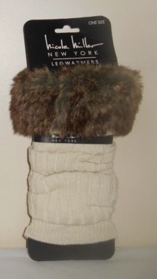 Calentadores de piernas para mujer Nicole Miller color crema con top de piel sintética - talla única NUEVO Foto 1 de 4