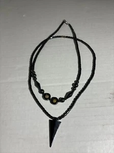 2 Hematite Necklace Black Stone Beads Magnetic Beads and Closure 8 inches - Picture 1 of 5