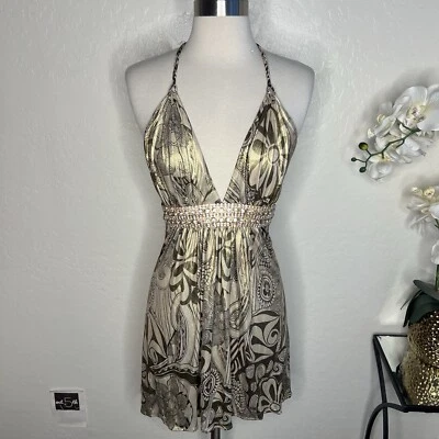 Sky Brand Sexy silk dress Gold Rhinestones belt details size S - Image 1 of 4