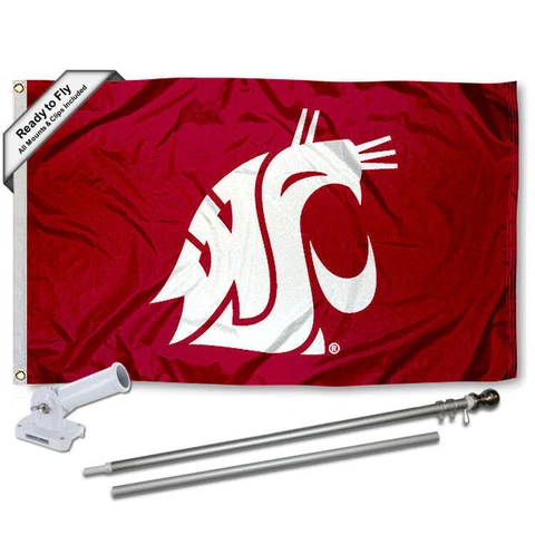 Washington State Cougars Wave the Flag Flag Pole and Bracket Gift Package Cover
