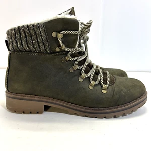 Big Buddha Green Combat Moto Hiking Faux Fur Lace Up Boots size 10 ankle - Picture 1 of 12