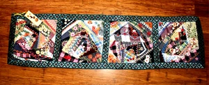 Handmade OOAK Crazy Quilt Embroidered Table Runner Sequined Beaded 41" x 11" #03 - Picture 1 of 16