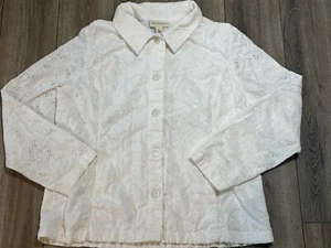 Appleseed's 100 % Baumwolle weiß Blumen Ösen Top Jacke Gr. Large - Bild 1 von 9