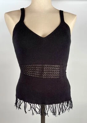 Vintage Xhilaration Tank Top Women SMALL Knit Fringe Boho Cottage Cowgirl Y2k - Image 1 of 4