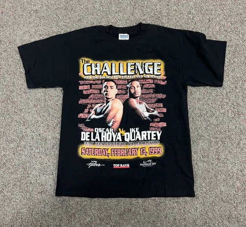 The Challenge Oscar De La Hoya vs Ike Quartey Black T-Shirt Size Medium Cover