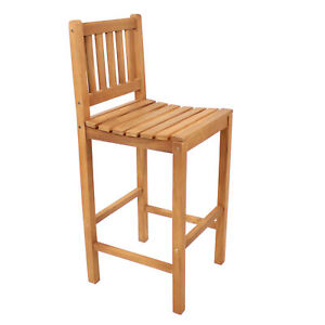 Teak Wood Outdoor Bar-Height Chair - 43" H by Sunnydaze