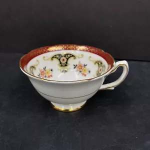 Vintage Royal Grafton Teetasse Country rotes Band Floral Gold filagran Teetasse 1936 - Bild 1 von 8