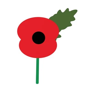 REMEMBRANCE DAY - POPPY WITH STEM - IRON ON TSHIRT TRANSFERS - A6 A5 A4 - Picture 1 of 5