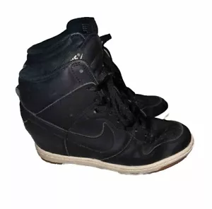 Nike ID Dunk Sky versteckte Keilabsatz-Turnschuhe Damen Größe 6,5 schwarz Leder 747283-991 - Bild 1 von 7