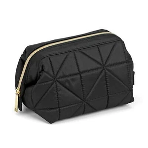 Modella Framed Cosmetic Accessory Clutch Case in Black Quilted Geometric Design - Picture 1 of 6