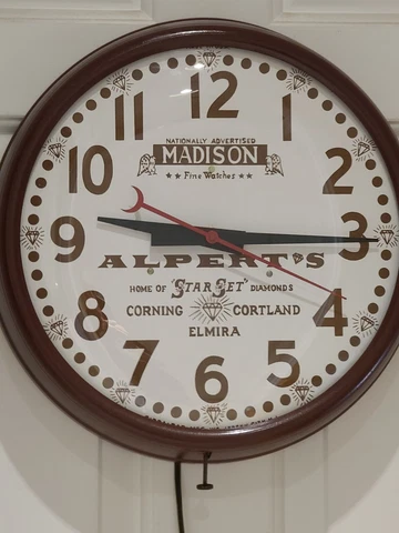 1960 ALPERT'S DIAMONDS Jeweler Convex Bubble Glass Round Advertising Wall Clock Cover