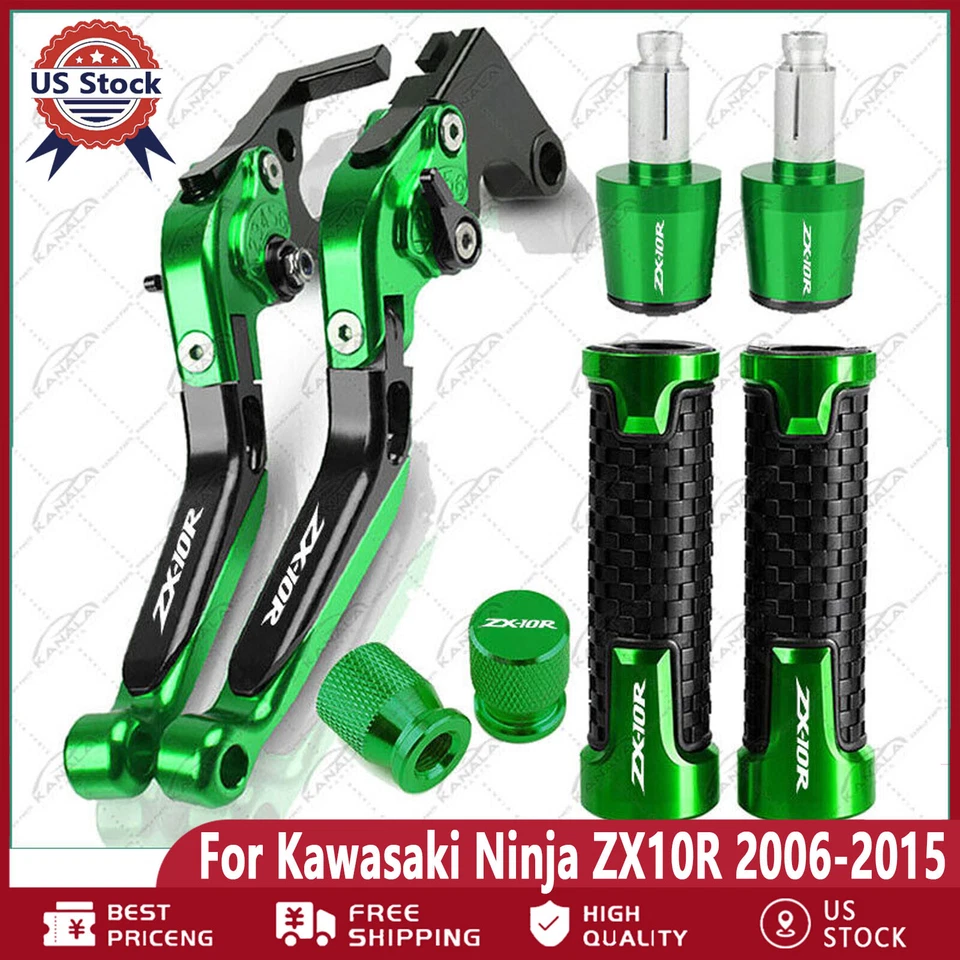 CNC Brake Clutch Levers Handlebar Sets For Kawasaki Ninja ZX10R ZX-10R 2006-2015 Foto 1 de 4