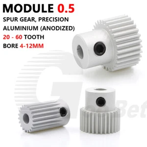 Mod 0.5 Spur Gear Aluminium 20 - 60 Tooth with Hub Pinion Motor Gear Bore 4-12mm - Picture 1 of 19