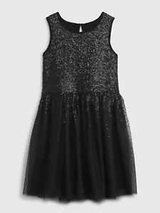 Gap Kids Sequin Mix Media Dress L Large (10) Black #649946 - Picture 1 of 6