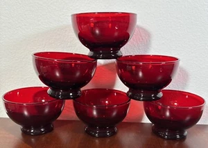 Anchor Hocking Royal Ruby Low Footed Sherbet Bowl Red Glass ~ Baltic  Set of 6 - Picture 1 of 8