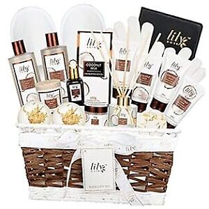 Spa Gift Basket - Bath and Body Set with Coconut for Men and Women Coconut Milk