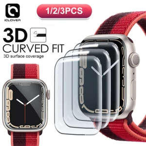 Fr Apple Watch Series 9 8 7 3D Edge Tempered Glass Full Screen Protector 41/45mm - Picture 1 of 11