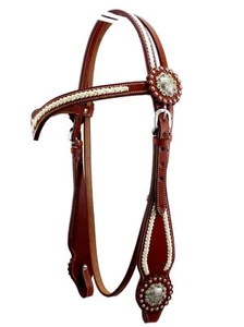 Kopfstück "Miles" Westerntrense mit Rohhaut und Concha, V-shaped, Chesnut - Bild 1 von 8