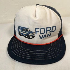 Vintage Ford Van Trucker Rope Mesh Back Cap YA Tag Snapback Hat 70s 80s - Picture 1 of 6