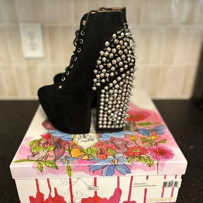 Womens Jeffrey Campbell Spike Freda Platform Chunky Wedge Goth Boots  Size 8 - Image 1 of 4