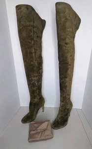 Gianvito Rossi Olive Wildleder Overknee Stiletto Stiefel Dree Cuissard Gr. 38,5 - Bild 1 von 12