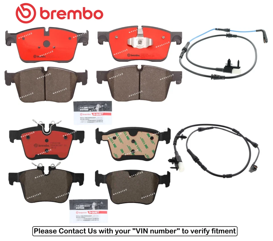 Front & Rear Brake Pad OES Ceramic +Sensor for Jaguar XF 3.0L 16-18 - Image 1 of 1