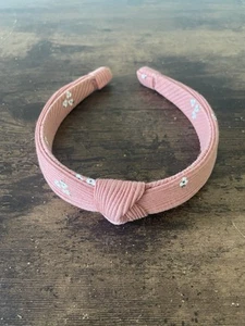 Rabbit + Bear Kid Girl Allover Floral 100% Cotton Rib-Knit Knotted Headband Pink - Picture 1 of 6