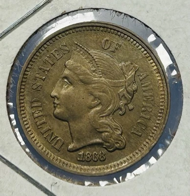 1868 3 Cent Coin Nickel Uncirculated - Image 1 of 3
