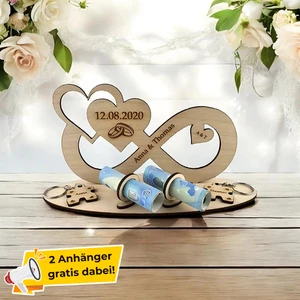 Personalisierte Unendlichkeit Geldgeschenk Hochzeit Hölzernen Geschenk Verlobung - Bild 1 von 8