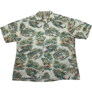 Pierre Cardin Hawaiian Shirt Short Sleeve Tropical Print Cotton Mens XL - Picture 1 of 8