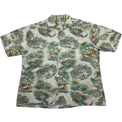 Pierre Cardin Hawaiian Shirt Short Sleeve Tropical Print Cotton Mens XL - Image 1 of 4
