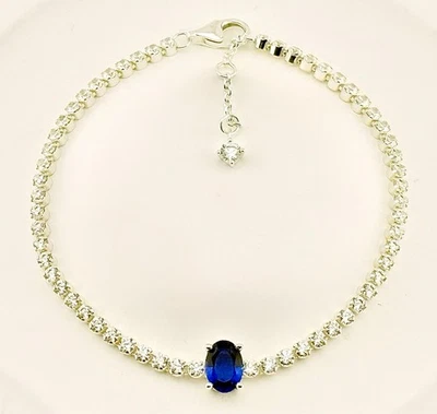 New Genuine Pandora Sparkling Pavé Blue Stone Tennis Bracelet 590039C01-18 - Image 1 of 4