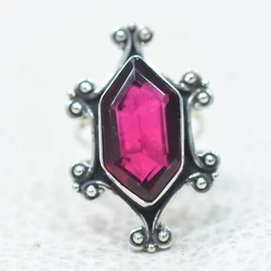 Dainty Garnet 925 Sterling Silver Gemstone Independence Day Ring All Size VV-17 - Picture 1 of 3