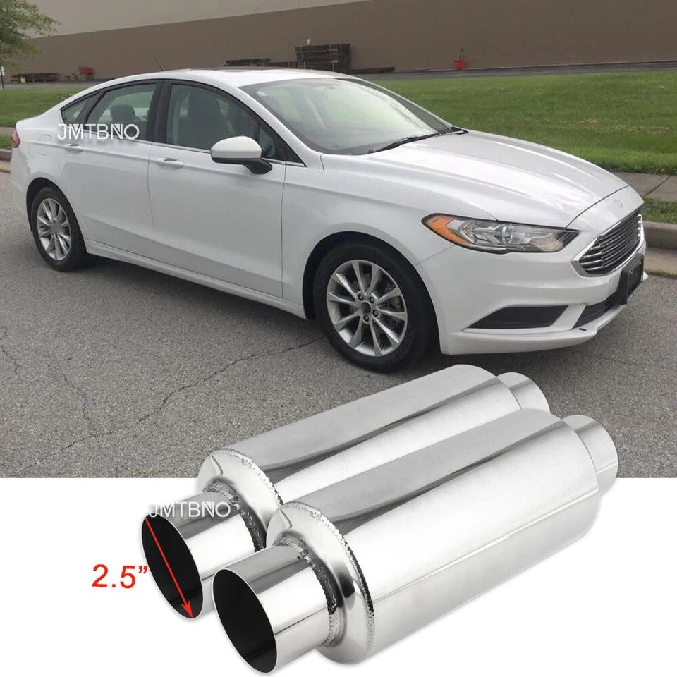 2x 2.5" entrada/salida escape silenciador resonador acero inoxidable 12"L para Ford Fusion Foto 1 de 4
