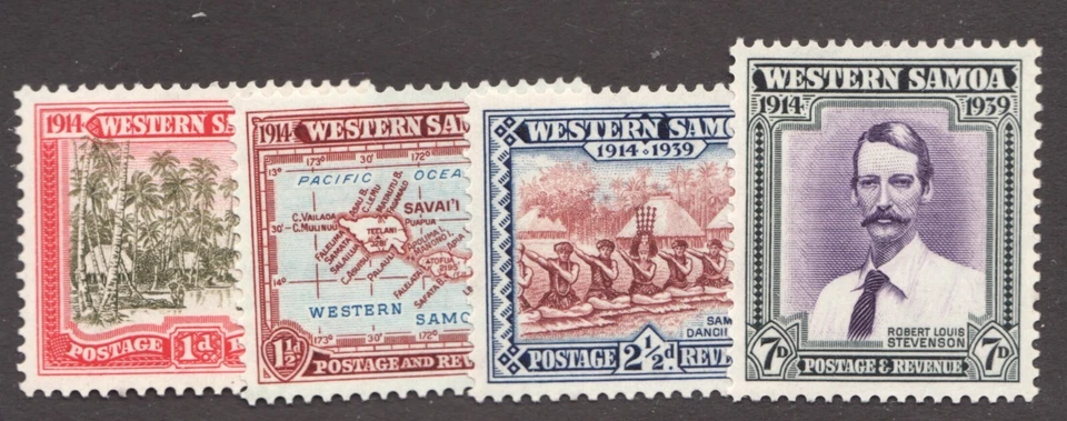 1939 Western Samoa Sc# 181-84 w/ Robert Louis Stevenson, Culture, Map.  MH stamp - Image 1 of 1