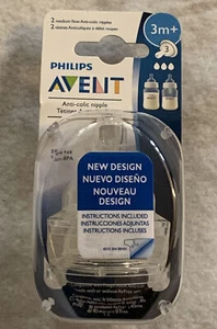2 Pack AVENT Classic 3M + Medium Flow Anti Colic Nipples New - Picture 1 of 3