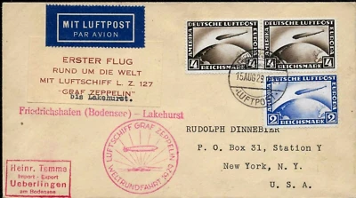Graf Zeppelin 1929, Weltrundfahrt MiF Friedrichshafen- Lakehurst - Bild 1 von 2