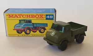 Raro Ejército Verde Matchbox Serie N º 49 ,Mercedes Unimog Estupendo Mint Estado - Imagen 1 de 12