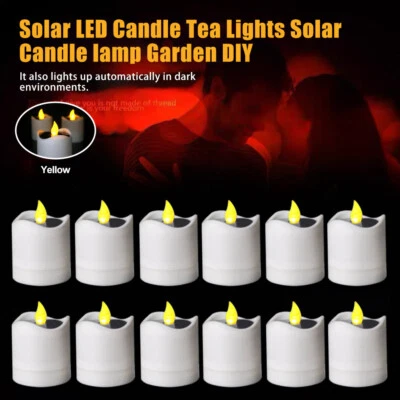 Solar LED Flicker Tea Lights Set  1/6/12pcs  – Festival & Wedding Decor - Image 1 of 4