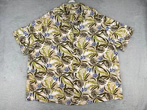 Island Passport Shirt Mens 3XL XXXL Beige Green Hawaiian Button Up Rayon Beach - Picture 1 of 14