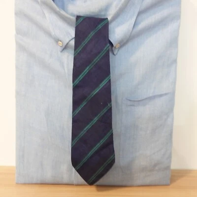 Corbata Fendi Cuello Para Hombre Azul Verde Repp Rayas Seda Clásica Formal Regimiento ITALIA Foto 1 de 4
