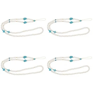 Set of 4 Turquoise Mobile Phone Chain Beaded Cellphone Lanyard Strap - Zdjęcie 1 z 12